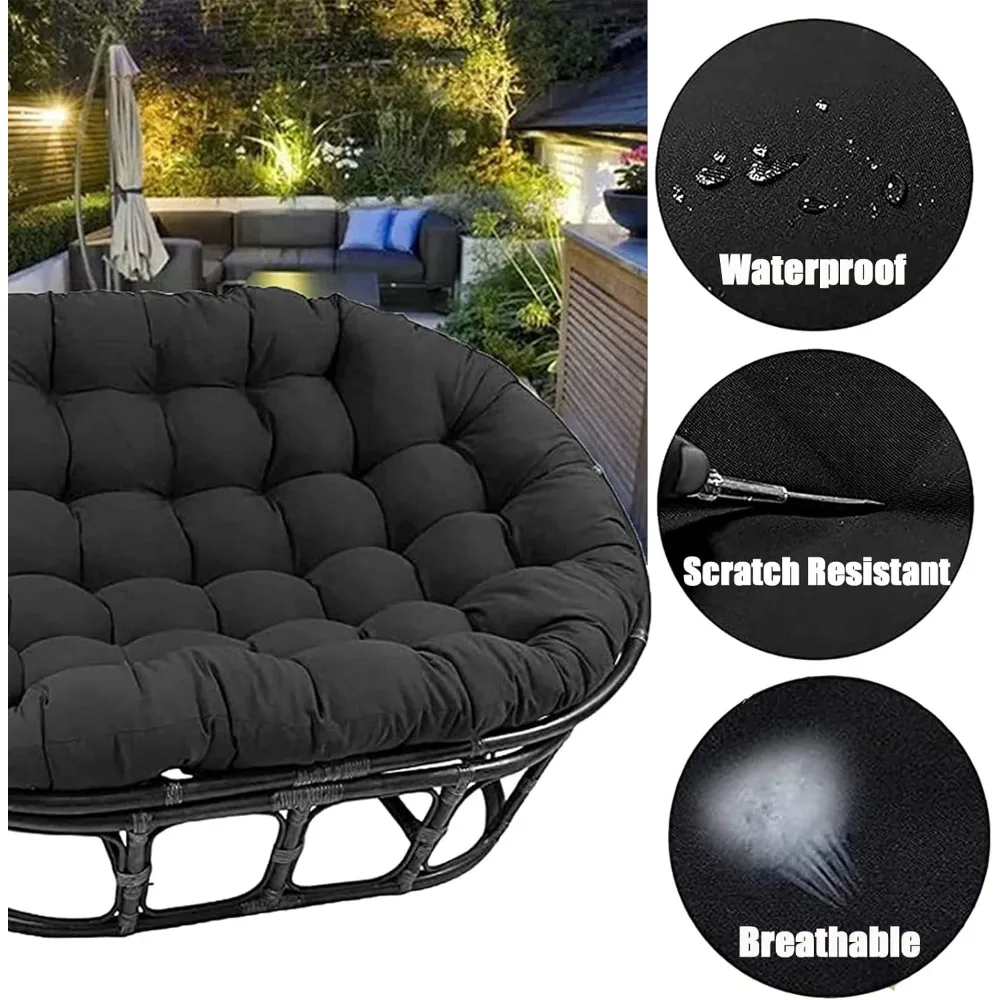 وسادة كرسي باباسان مزدوجة، وسادة كرسي الروطان المتأرجحة في الهواء الطلق، وسادة كرسي عش البيض مع أشرطة تحديد المواقع، مبطنة غير قابلة للانزلاق #5