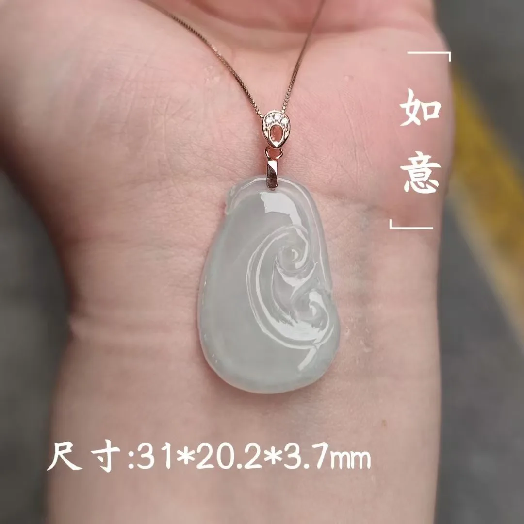 Natural 100% real green white jadeite jade pendant necklace hand-carved Ruyi pendants temperament jewelry for woman