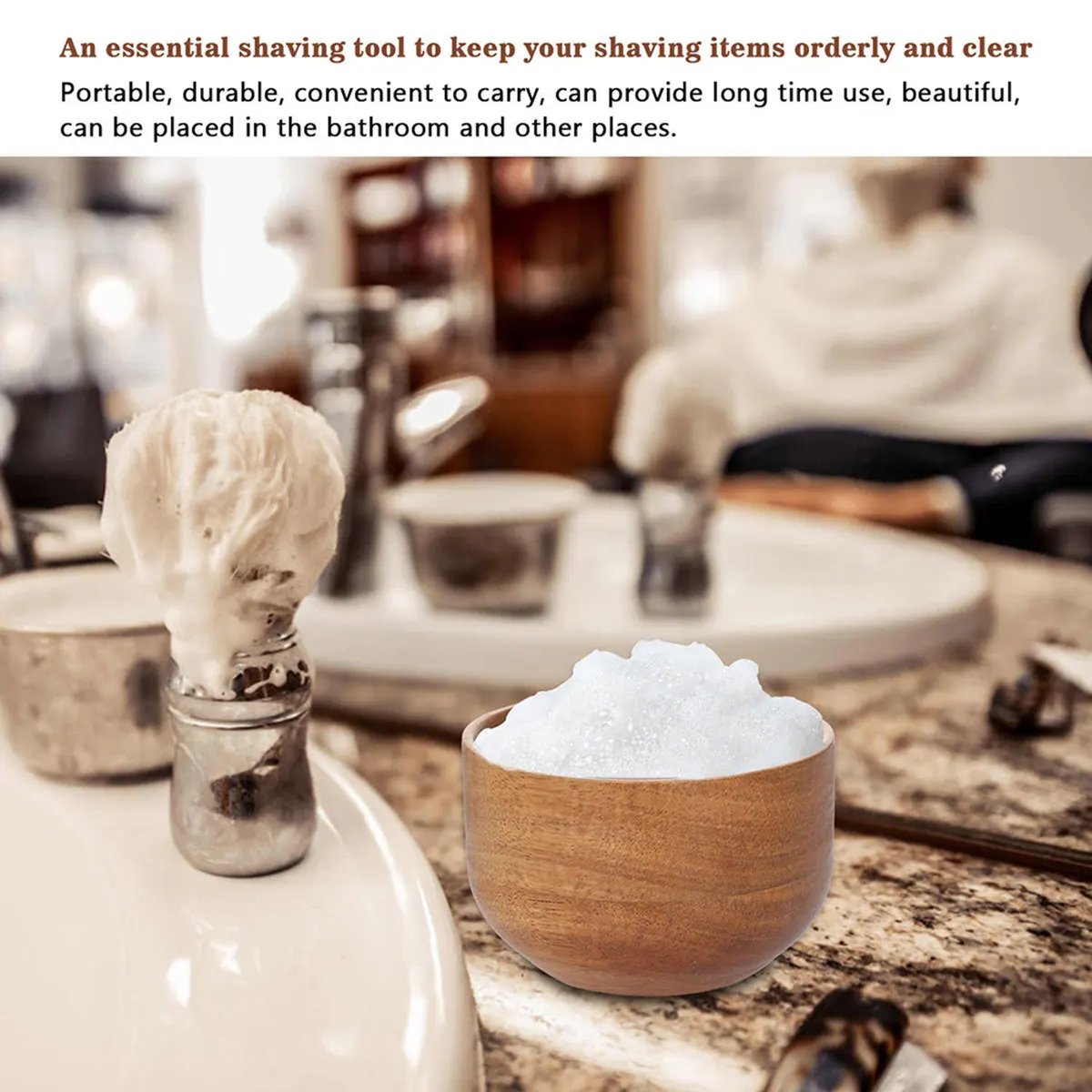 Premium Wooden Shaving Bowl for Men Simple Lightweight Design Perfect for Shaving Cream Soap Storage Home Barber Shop Light