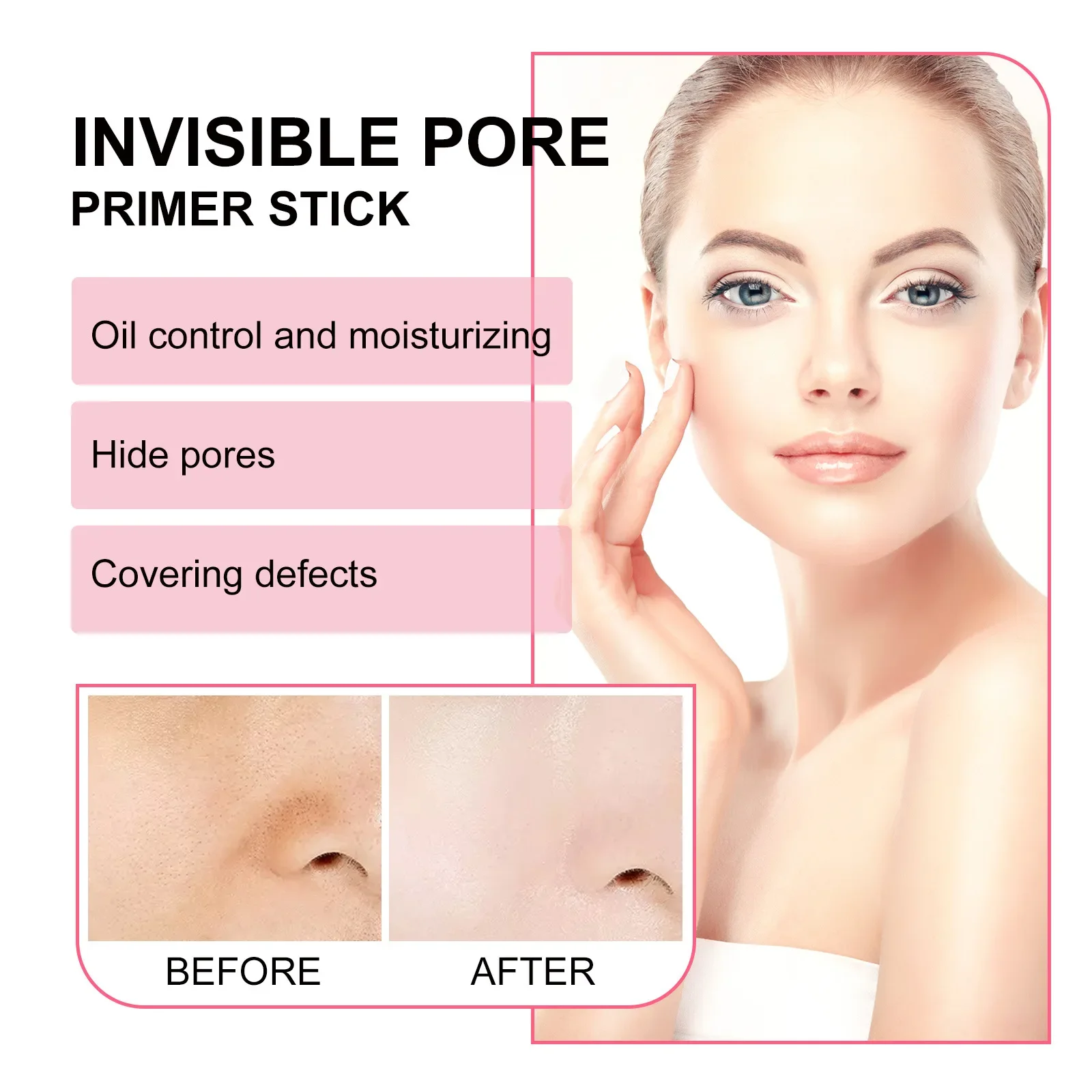 Invisible Pore Primer Vara Corretivo, Primer Facial Impermeável, Controle de Óleo, Ilumine Maquiagem, Base Hidratante, Isolamento, 1Pc