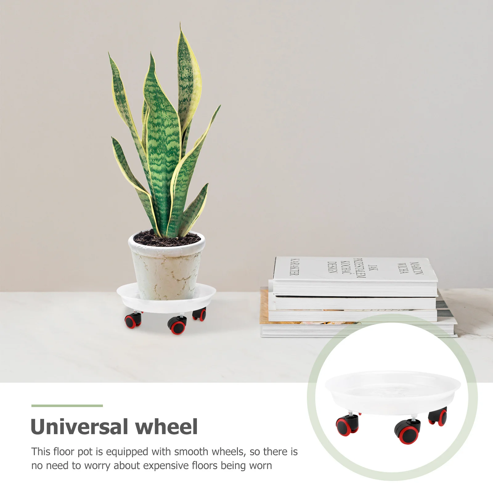 

1pc Mobile Flowerpot Tray Premium Resin Movable Garden Plant Holder Smooth Wheels Heavy Duty Universal Base For Potted Plants