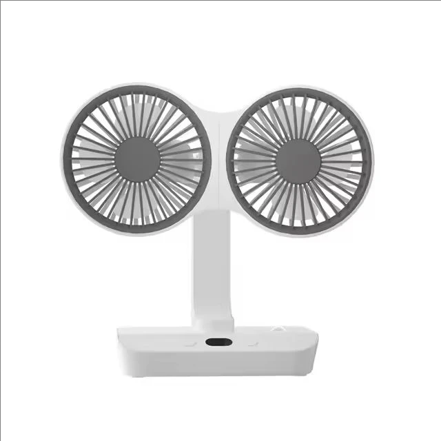 مروحة متأرجحة لسطح المكتب برأس مزدوج USB قابلة لإعادة الشحن بقدرة 4000 مللي أمبير في الساعة تعمل بالبطارية مروحة طاولة دوارة أوتوماتيكية محمولة 4 تروس للرياح