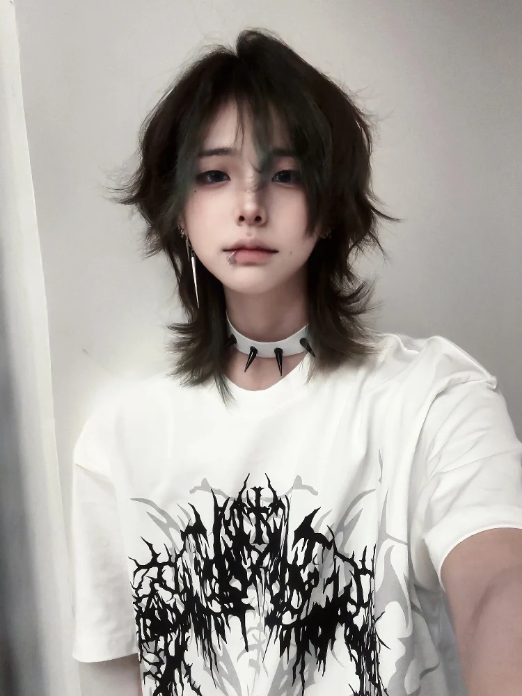

Weody Original Subculture Tattoo Trendy Cotton T-Shirt Unisex Couple Short Sleeve round Neck Print Dyeing Street Style Summer...