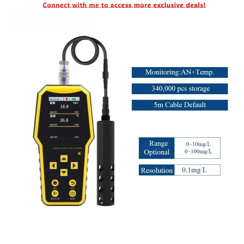 

Aice Tech 0-10mg/L 0-100mg/L 0.1mg/L Resolution Portable Handheld Water Quality PH Ammonia Nitrogen Meter