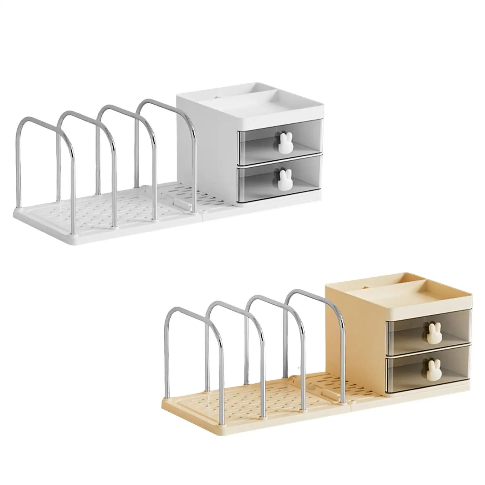 Desk Organizer File Sorter with 2 Drawers Bookshelf Accessories Multifunctional view 6