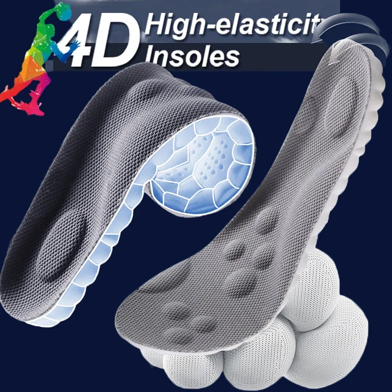 4D Cloud Technology Sports Insoles for Shoes Soft Breathable Shock Absorption Cushion Orthopedic Care Insoles Running Shoe Pad