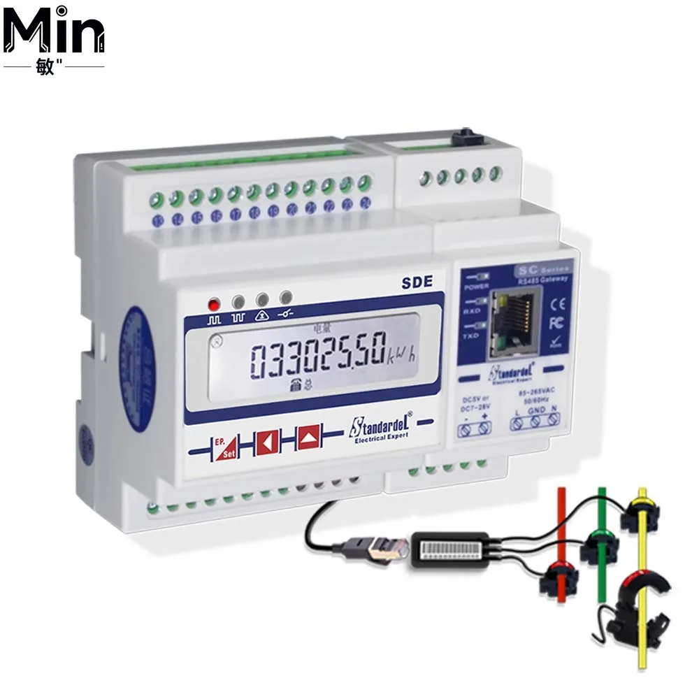 SDE430-C DIN Rail Three-Phase 0.5S Accuracy ModbusTCP Ethernet Energy Counter LCD Display 5A-600A