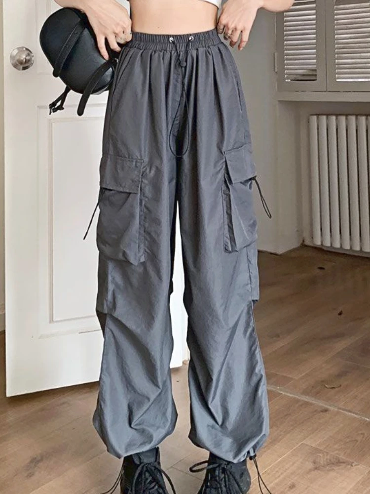 

Summer Streetwear Fashion Cargo Pants Women Pockets Korean Casual Baggy Pants Female Elastic Band Designer Vintage Pants 2023