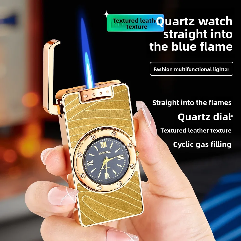 

2026 New Direct Blue Flame Dial Inflatable Lighter, High-end Inflatable Lighter, Cigarette Accessories, Men's Gift