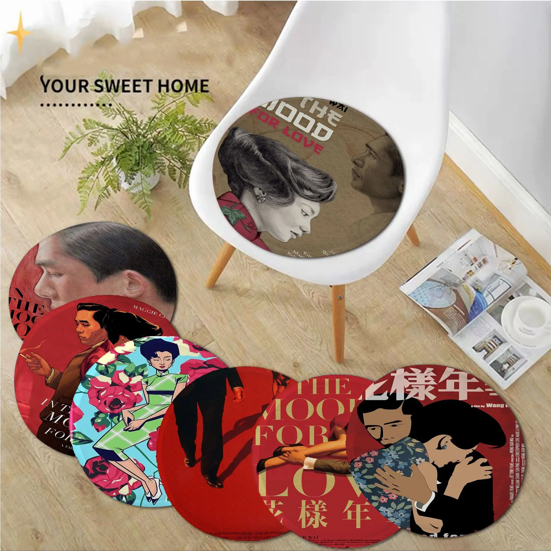 

IN THE MOOD FOR LOVE Tie Rope Fabric Cushion Non-slip Living Room Sofa Decor Students Stool Tatami Office Garden Cushions