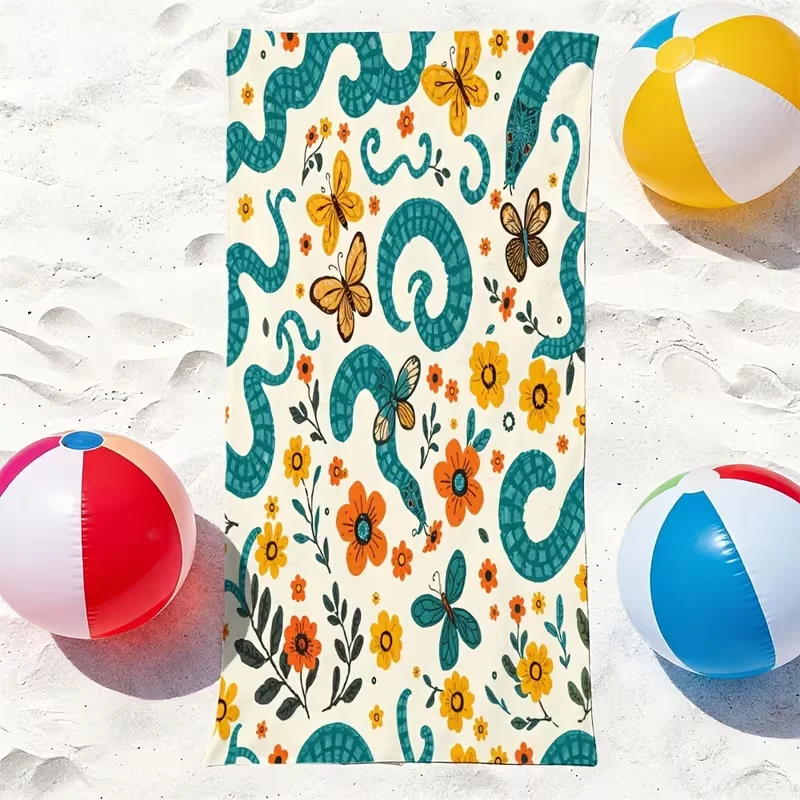 Watercolor Cactus Succulent Beach Towel Boho Desert Floral Print Quick Dry Sandproof Absorbent Towel for Summer Beach