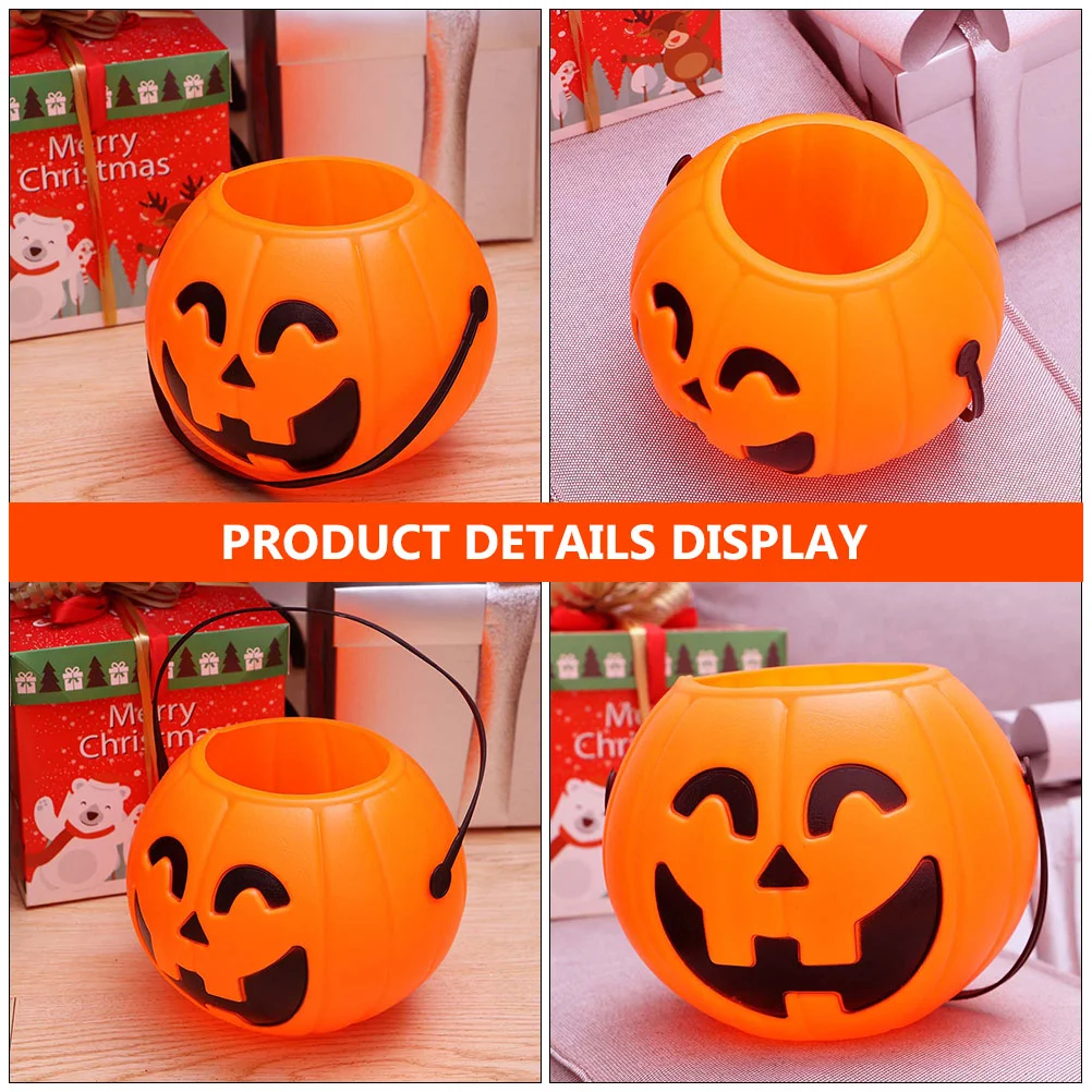 Lantern Pumpkin Bucket Lanterns Portable Candy Tableware Pail Child Halloween Basket