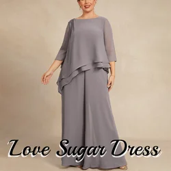 Plus Size Mutter der Braut Kleider elegante 2 Stück Hosenanzug Hochzeits feier Kleider Schaufel Dreiviertel Hochzeit Gast Kleid Custo