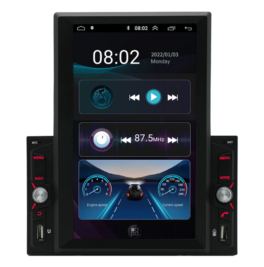 8'' Vertical Car Stereo Radio Universal Android 10.1 system RAM 1GB ROM 16GB GPS WIFI DAB Mirror Link  RDS