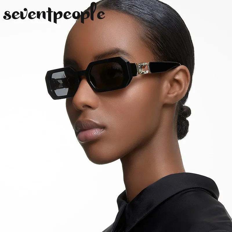 

Rhinestone Rectangle Sunglasses Women 2025 Luxury Brand Designer Fashion Square Sun Glasses for Female Shiny Diamond Sunglass