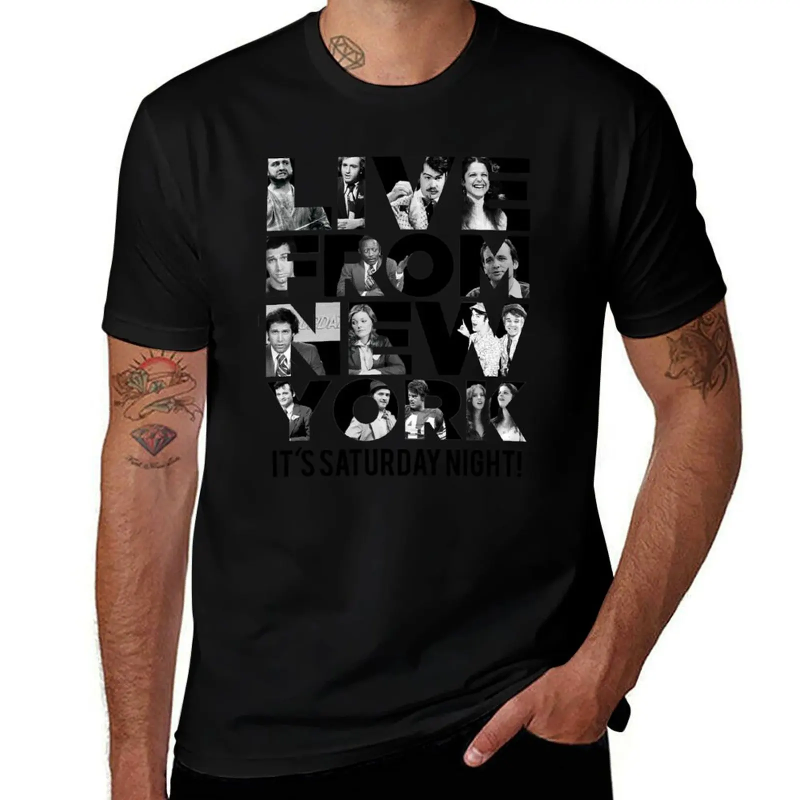 

Live From New York' - Saturday Night Live Early Cast T-Shirt graphics valentines clothes anime shirt clothing for men