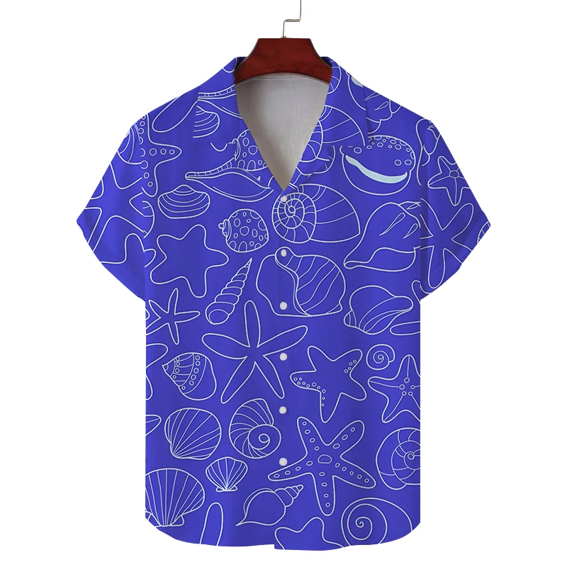 New summer shirt for men, new short-sleeved geometric pattern, casual fashion, versatile fabric, soft and breathable