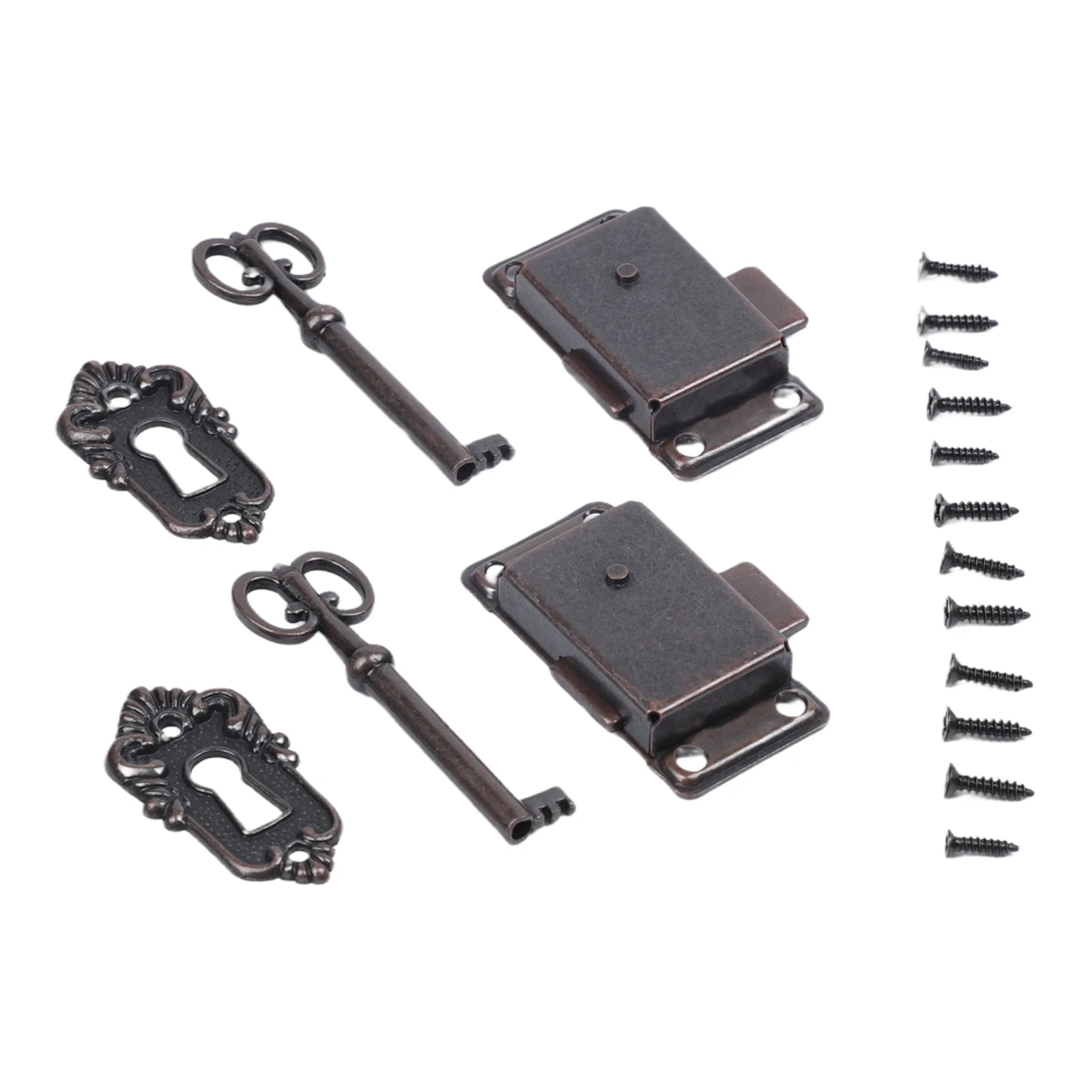 2 Set Drawer Locks With Key for Wooden Furniture Antique Small Box Cabinet Door Locks Suitable for Jewelry Box and Tool Box