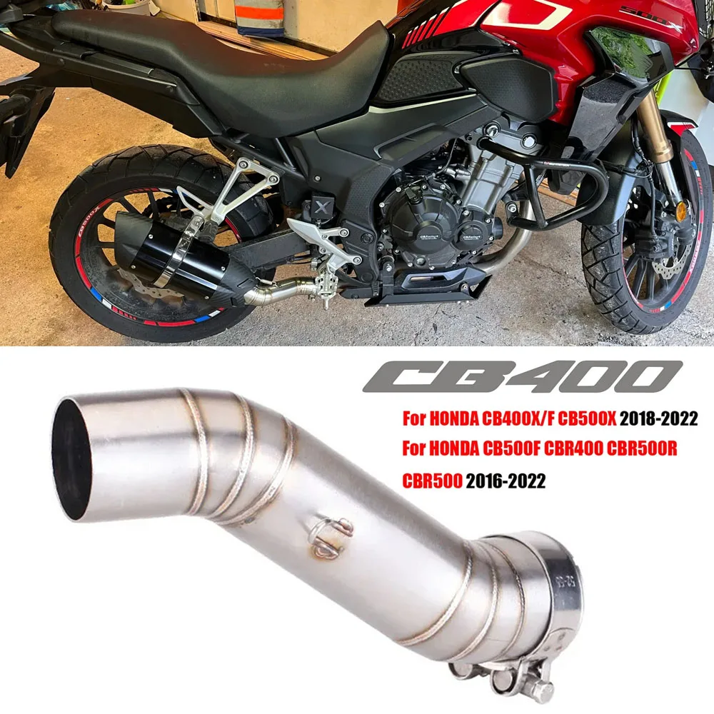 Motorcycle Exhaust Escape Modify Mid Link Pipe For Honda CBR500 CBR500R CB500F CB500X CB400 CBR400 CB400X CB400F 2016 - 2022