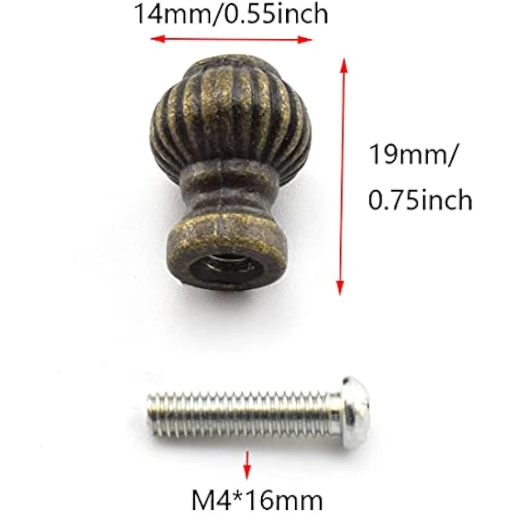 4-Pack Antique Lantern Pull Handle Mini Bronze Old Fashioned Drawer Knobs with Screws for Cabinet/Dresser/Cupboard/Jewelry Box