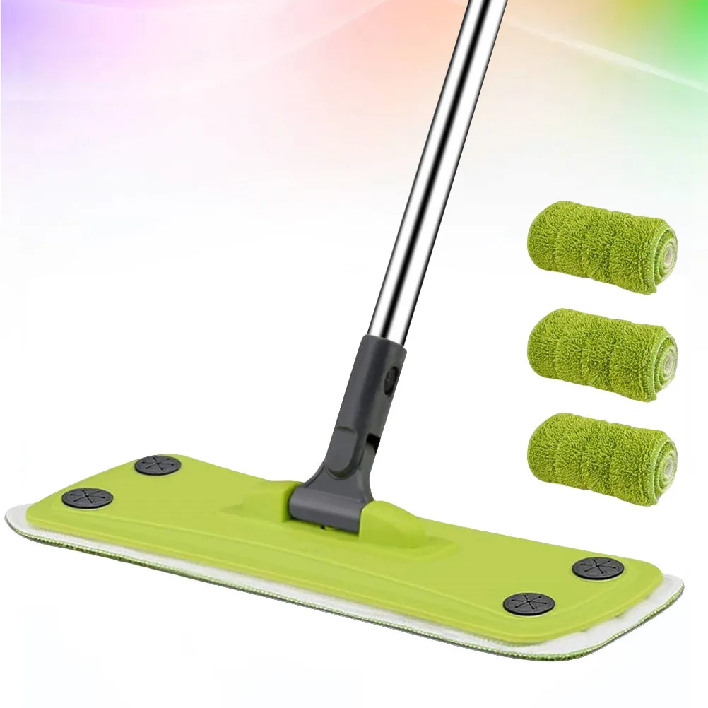 

360 Degree Rotating Microfiber Mop Green Includes 3 Washable Pads Stainless Steel Plastic Hardwood Floor Cleaning Mop Wet Dry