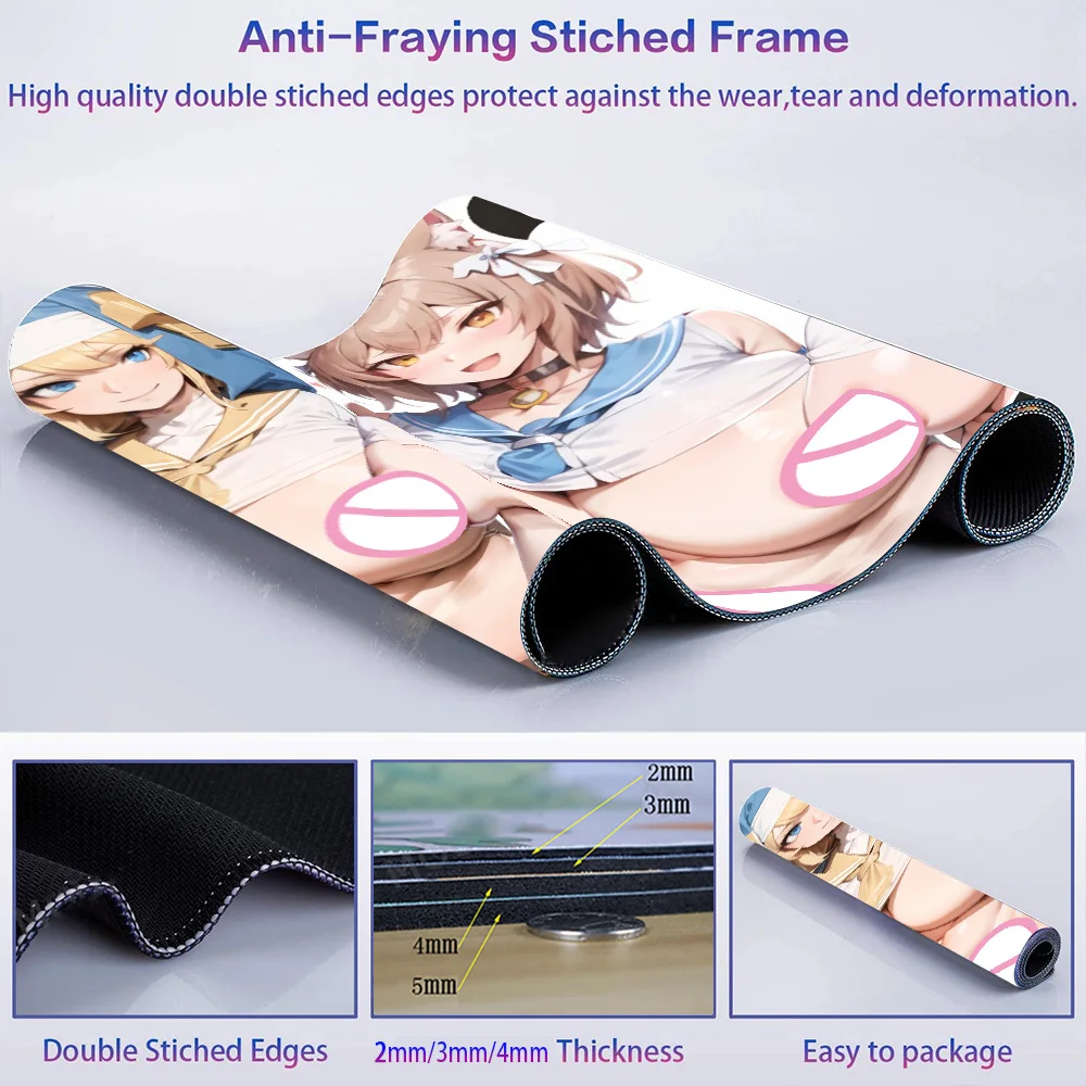 Boobs Mouse Pad Anime Naked Woman Knoko Chest Play Mats Uncensored Hentai Rubber Pad Sexy Nude Blanket Long 600*350 Big Padded