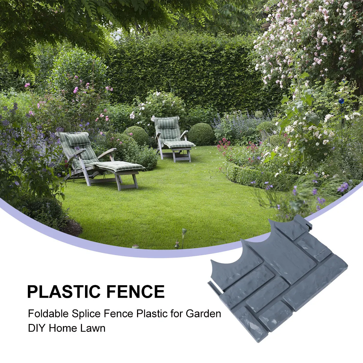

10pcs Plastic Guardrail Lawn Edging Border Fence Garden Plant Decorative Stone Look Separate Lawn Flowerbed Reduce Weed