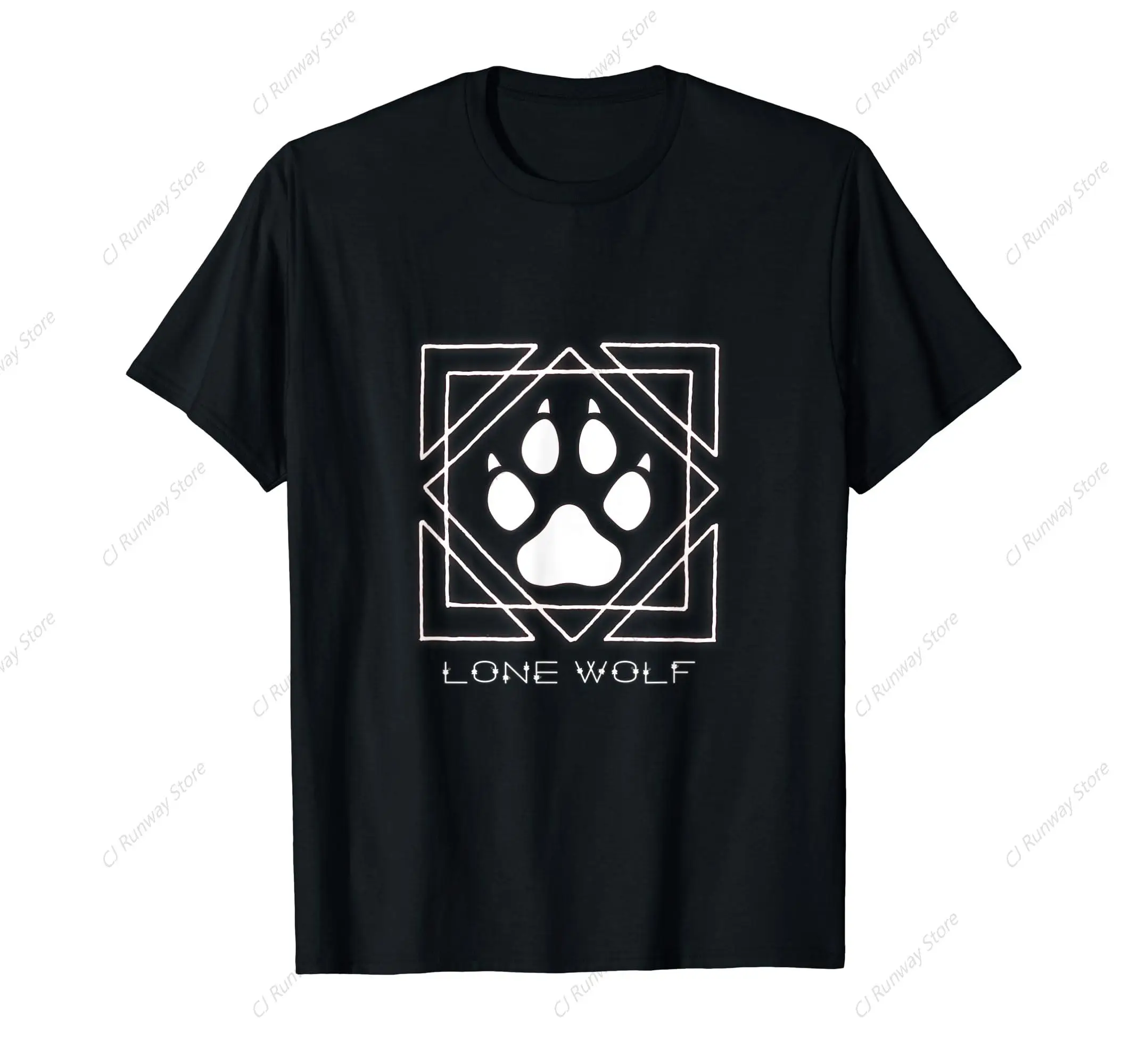 Lone Wolf Print T-Shirt T-Shirt Cotton T-Shirt For Men Hip Hop T-Shirts Rapper Boy Men's T-Shirt