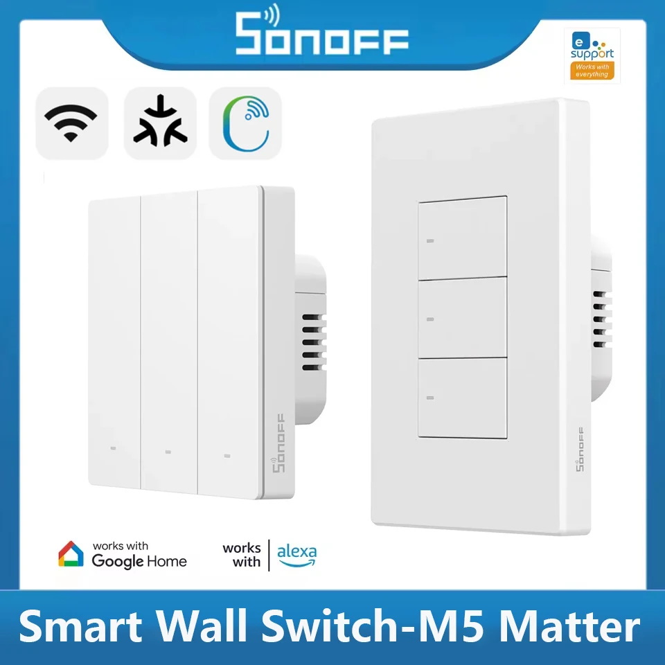 SONOFF M5 Matter 86/120 مفتاح حائط ذكي ثنائي الاتجاه EWeLink مفتاح التحكم عن بعد مع Alexa Google Home Alice Smart Homekit