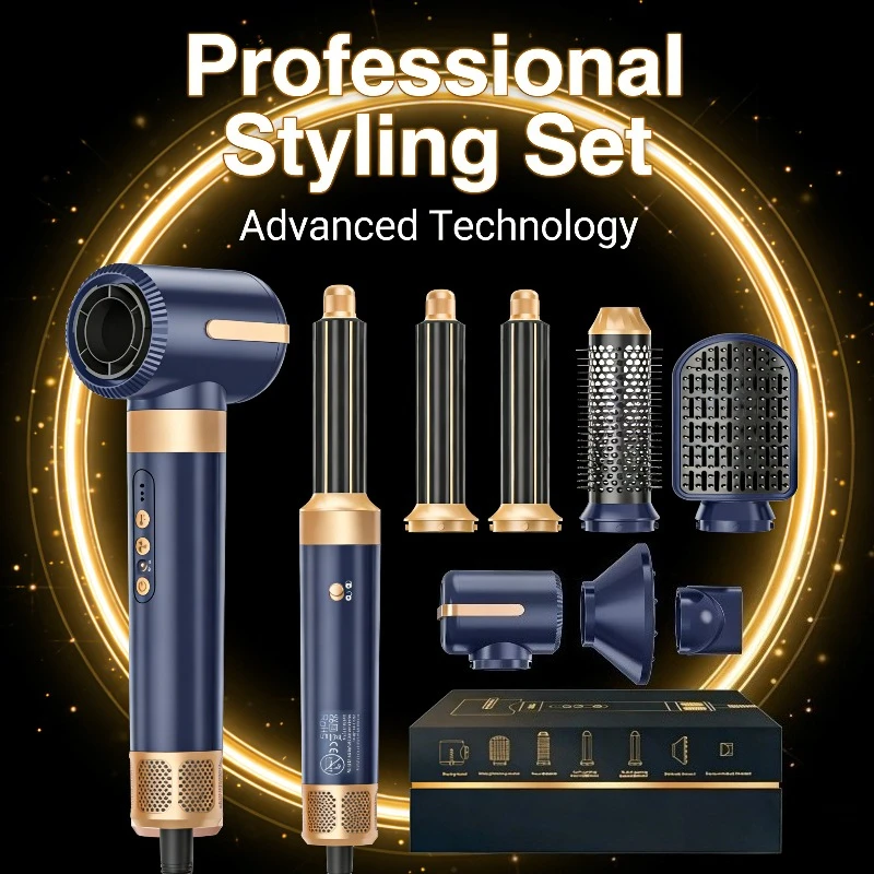 

7 In 1 Hair Dryer Brush Brushless High Speed Hair Dryer with Diffuser Ionic Blow Dryer Hot Air Styling Comb Auto Hair Curler