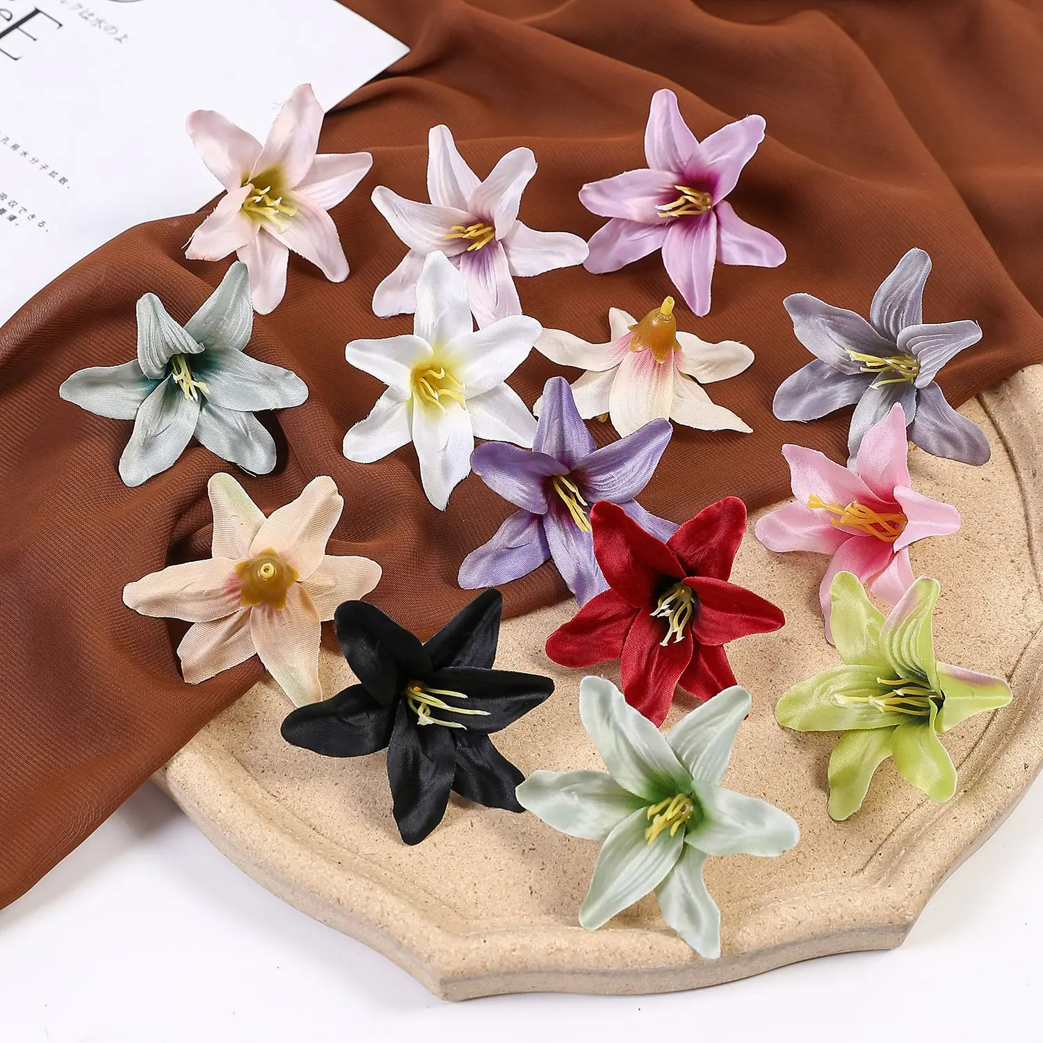 10/20 pçs flor artificial lírio de seda casamento festival festa jardim casa sala vaso mesa decoração grinalda scrapbook diy caixa de presente