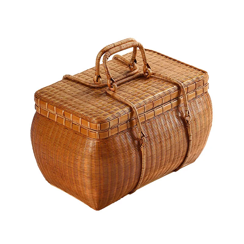 

Handmade bamboo summer dream lacquer tea set storage box bamboo handbag portable travel handmade refined tea rattan box