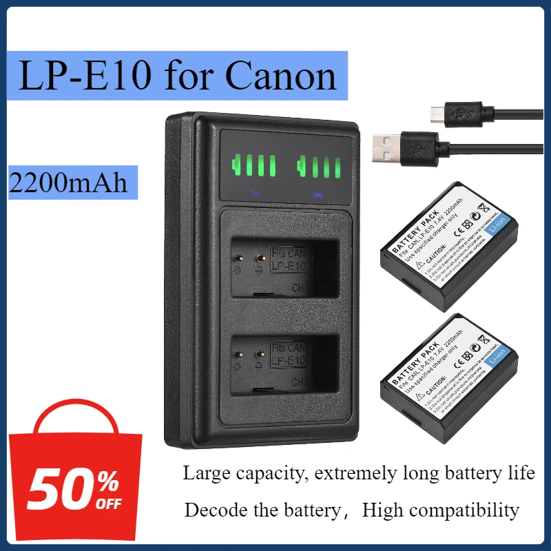 

New Upgrade LP-E10 LPE10 LP E10 Camera battery With USB-C Charging Port for Canon1100D 1200D 1300D 1500D 3000D