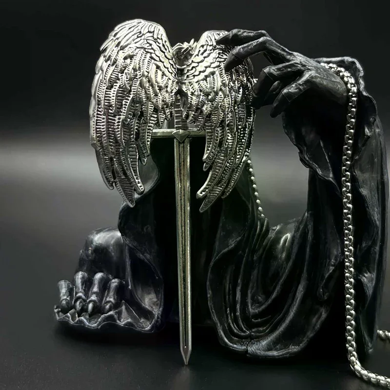 Y2K Gothic Personalized Creative Angel Wings And  Pendant Necklace Couple Necklace Suitable For Daily Wear