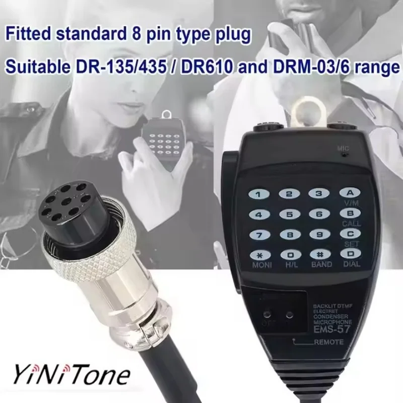 Walkie Talkie EMS-57 Handmicrofoon voor Alinco HF/Mobiele DR-620D/635 X-SR8E DX-70T DX-77T DR-235 Luidsprekermicrofoon met DTMF-toetsenbord