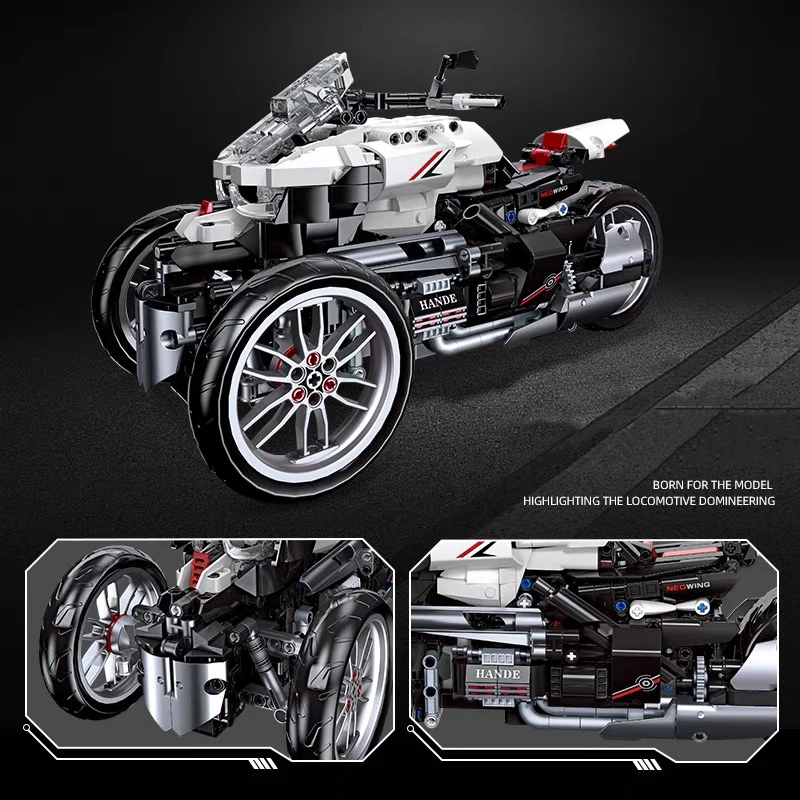 City Technical APP Remote Control Motor Tricycle Building Block  Three Wheeled Motorcycle Motorbike Bricks Model Toy For Kid MOC