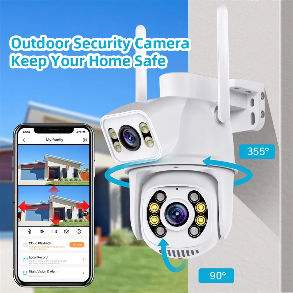 6MP 4K Wifi Camera PTZ Dual Lens Dual Screen Security Protection Surveillance Camera Ai Human Detect Auto Tracking PIX-LINK A28