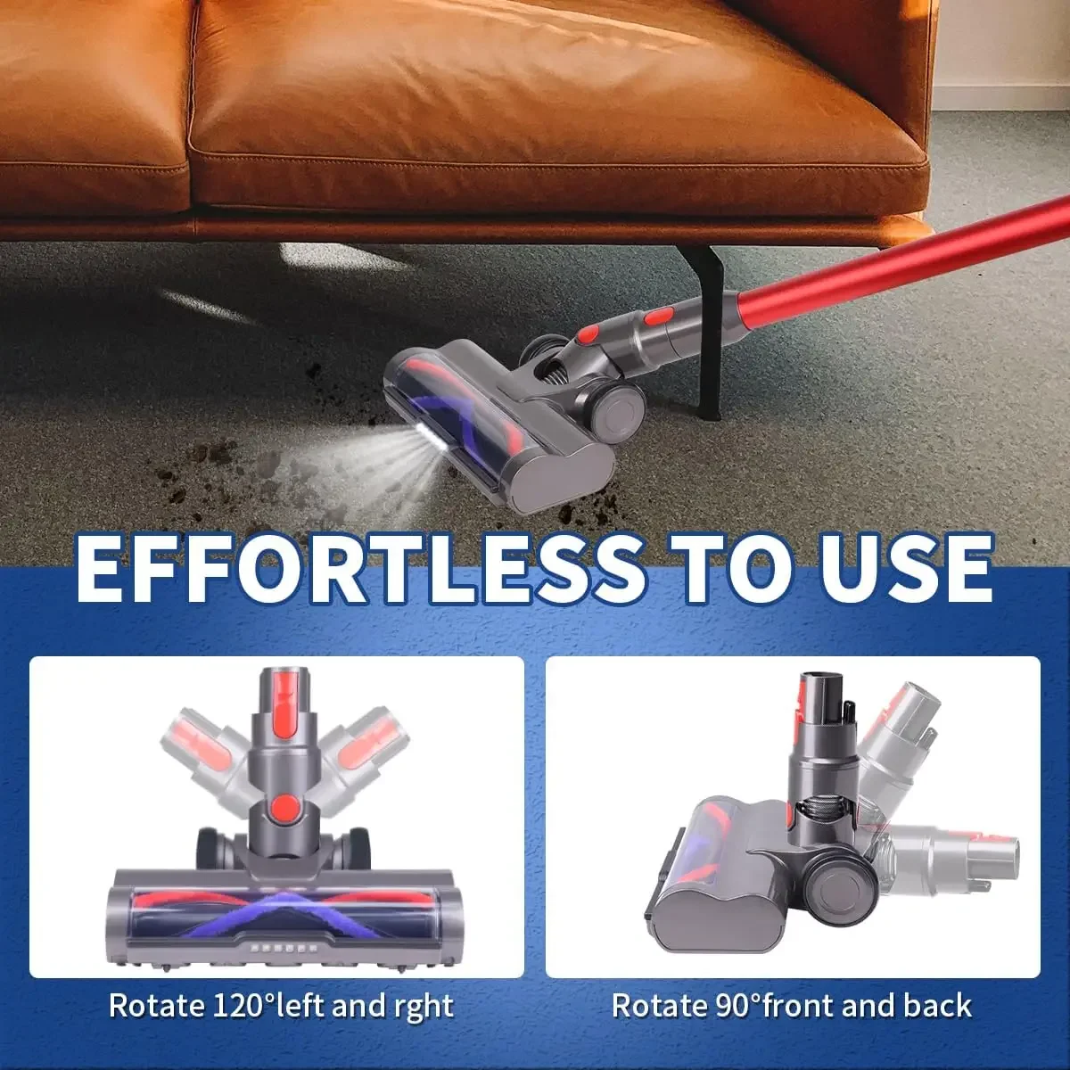 ل دايسون V7 V8 V10 V11 V15 مرفق سجاد الأرضيات الصلبة مع مصباح ليد شكل توربو شعيرات الأسطوانة فرشاة نظافة أجزاء الرأس