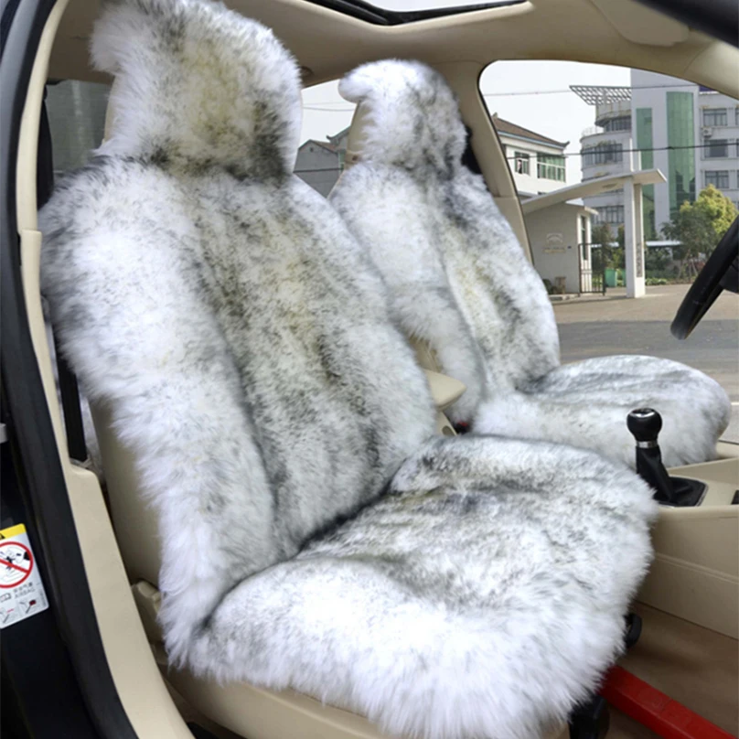 1PCS Australian Lambskin Seat Covers Universal Sheepskin Car Seat Cover Long Wool Fur Auto Cushion Accessories Winter