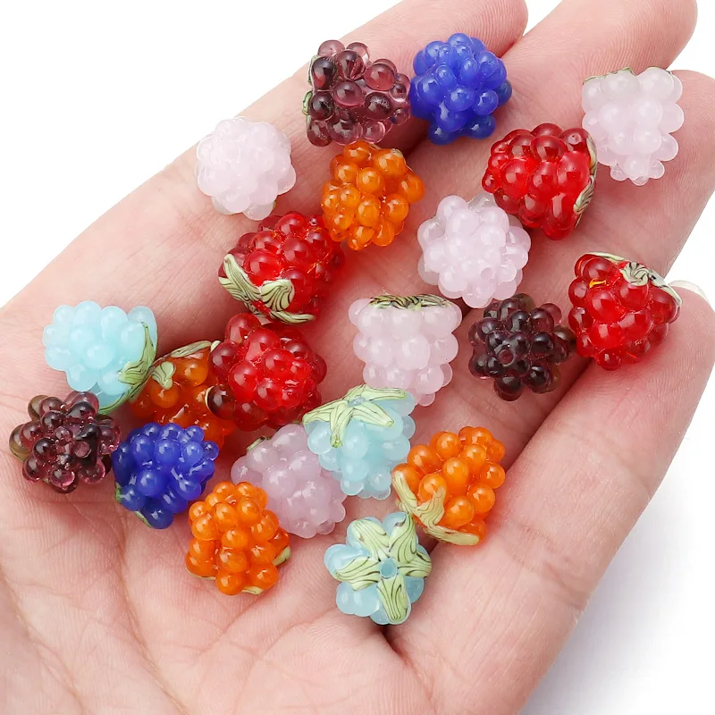 Lampwork Himbeerperlen 2 Stück/Set Frucht-Glasperlen für Anhänger Halskette Armband DIY Herstellung Kostenloser Versand – Detail 7