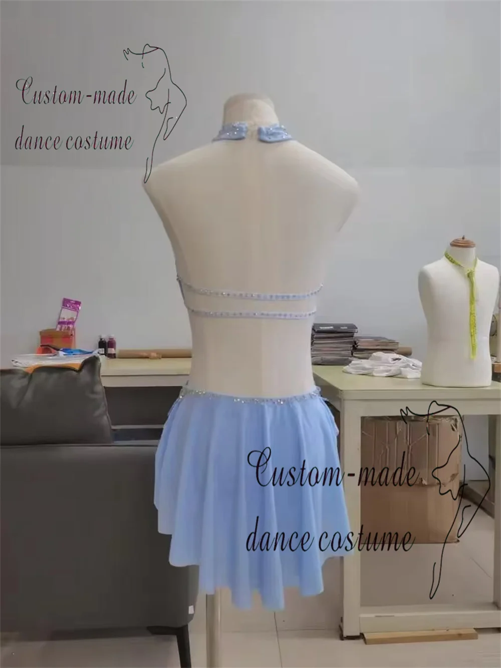 High end lyrical dance bodysuits, soft and elastic mesh stage performance costumes.