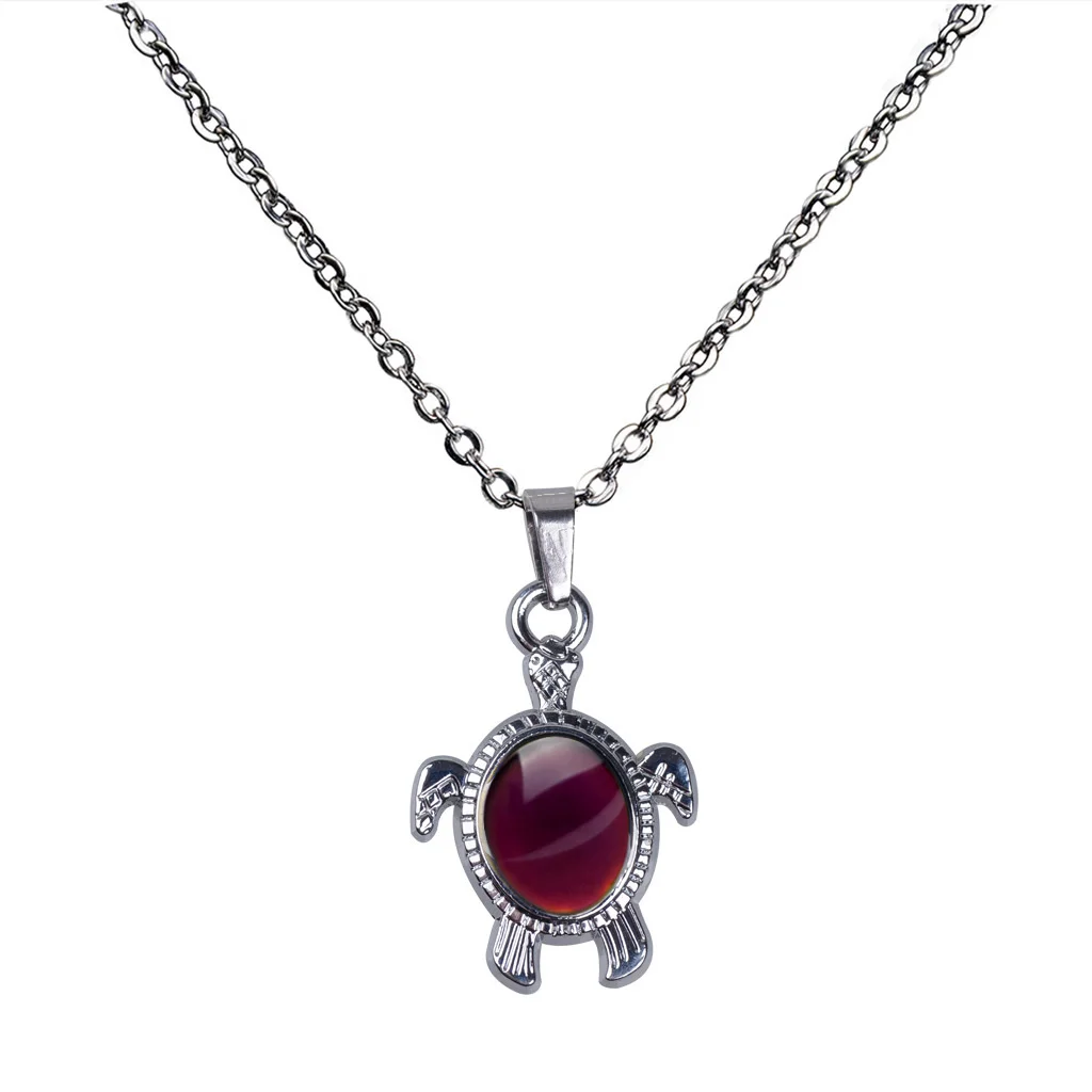 Cute Little Turtle Feels Warm and Moods Change Color Stainless Steel Necklace