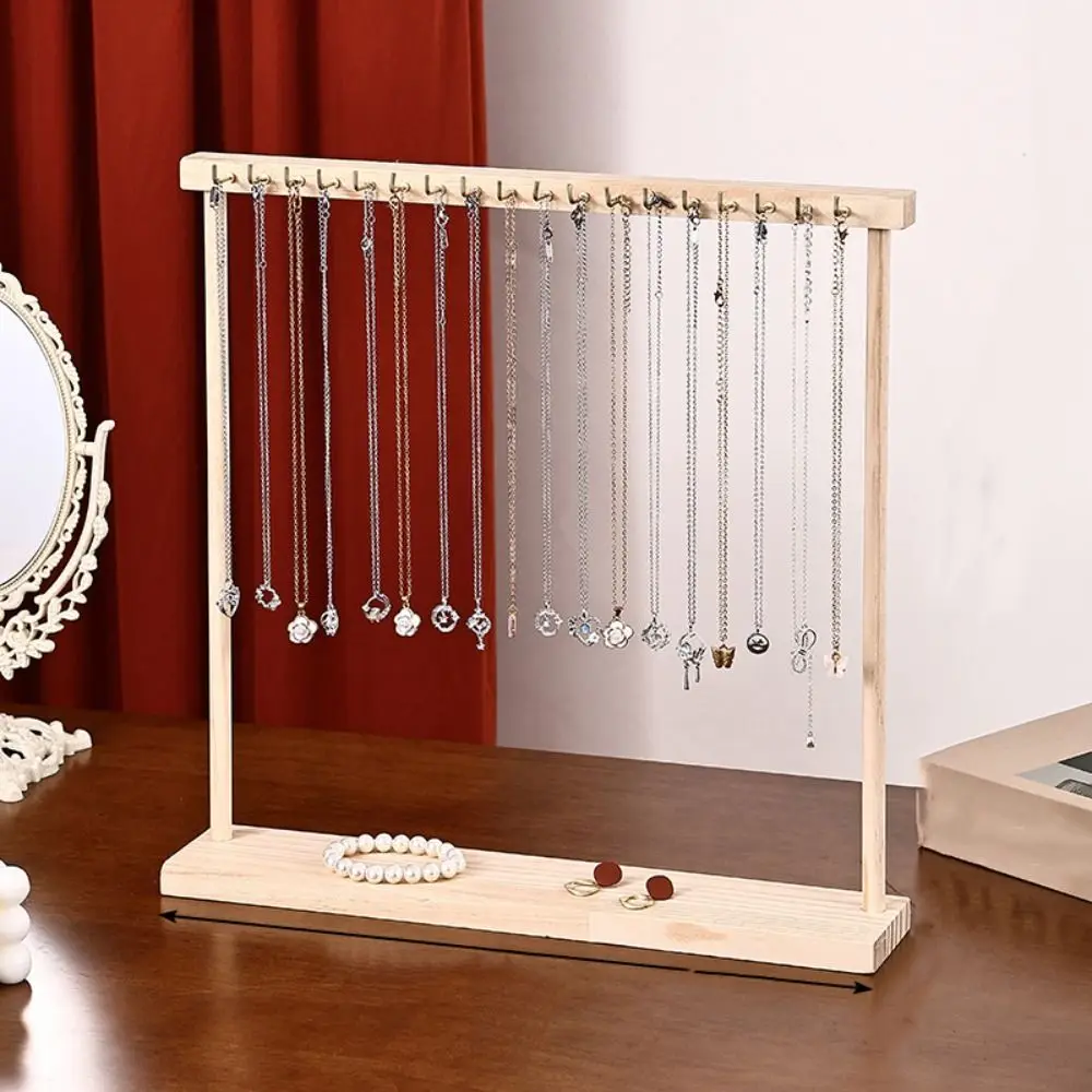 Simple Portable Wood Necklace Stand Exquisite Bracelets Display Necklace Hanging Rack 12 /18 Hook Jewelry Jewelry Holder Store