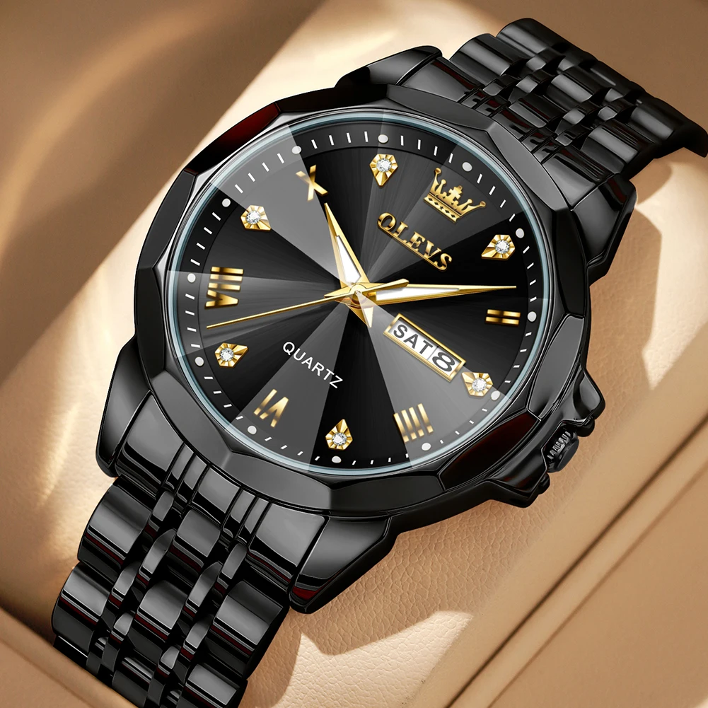 OLEVS 9931X Perfume Watch Original Rhombus Mirror Quartz Watch Waterproof Luminous Day Date Fragrant Watch Couple's Gifts Reloj