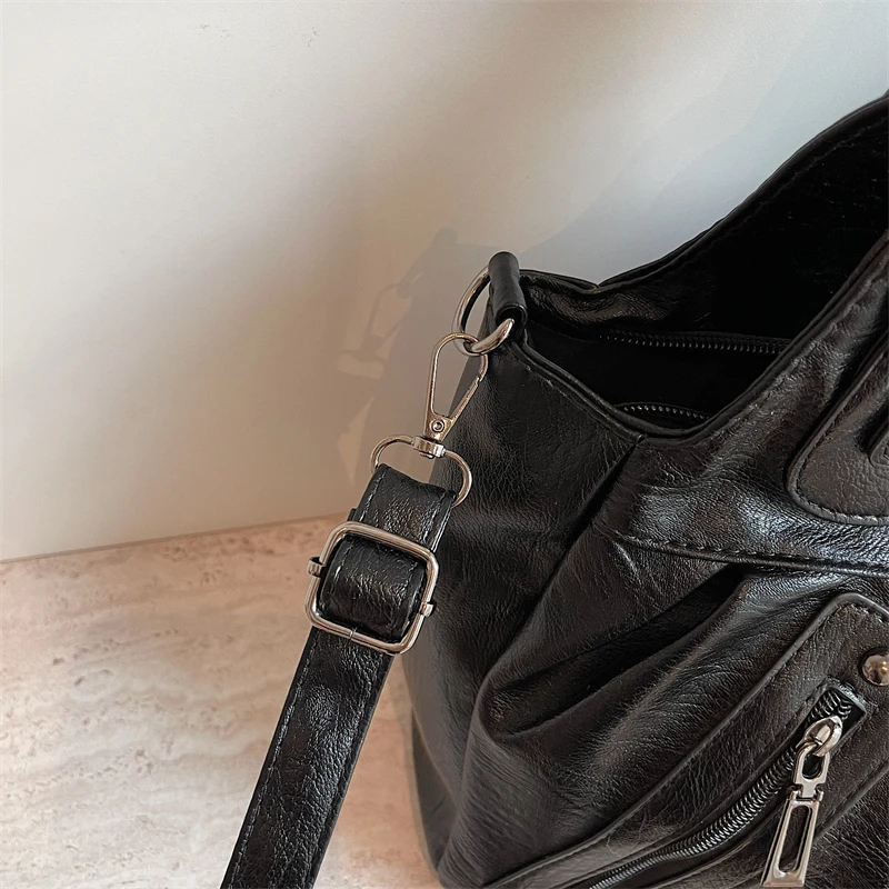 Vintage PU-Leder Tragetasche für Damen, Große Kapazität, Casual Tragetasche, Damen Schulter- und Umhängetasche für Arbeit, Reisen und den täglichen Gebrauch – Detail 20