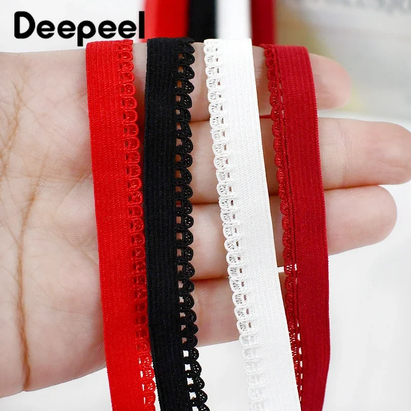 10/30/50M Deepeel 10mm Bra Lace Elastic Band Underwear Strap Rubber Bands Garment Stretch Ribbon Sewing Decoration Accessories