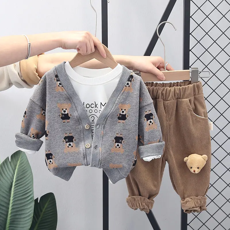 Children Fashion Clothes Suit Spring Autumn Kids Boys Girls Jacket Shirt Pants 3Pcs/Sets Kids Toddler Clothing Infant Sportswear