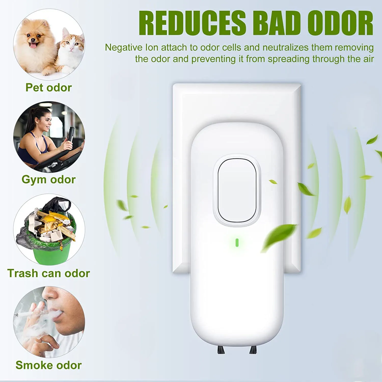 منقي هواء صغير للمنزل، مولد الأيونات السالبة، منظف مزيل رائحة المنزل، قابس الاتحاد الأوروبي/المملكة المتحدة/الولايات المتحدة