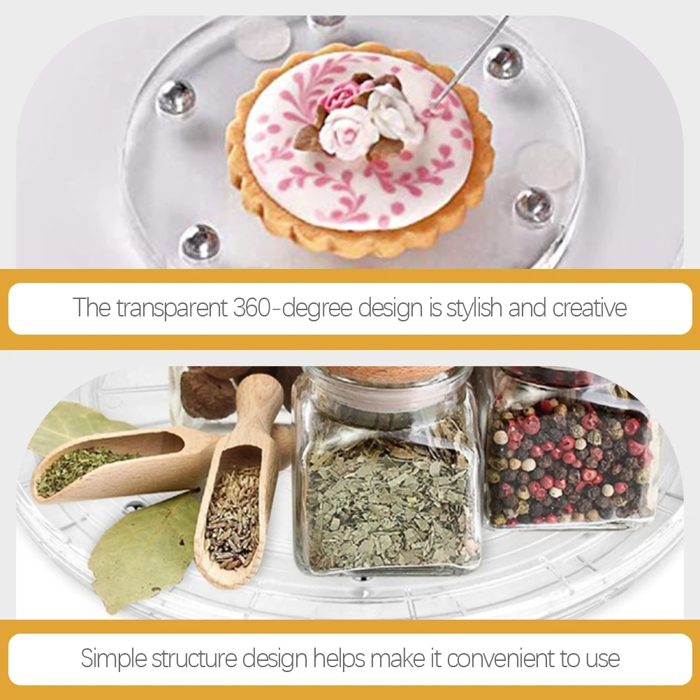 

Rotary Turntable Transparent Spice Organizer 360 Degree Rotating Clear Acrylic Plate Kitchen Storage Display Stand Household