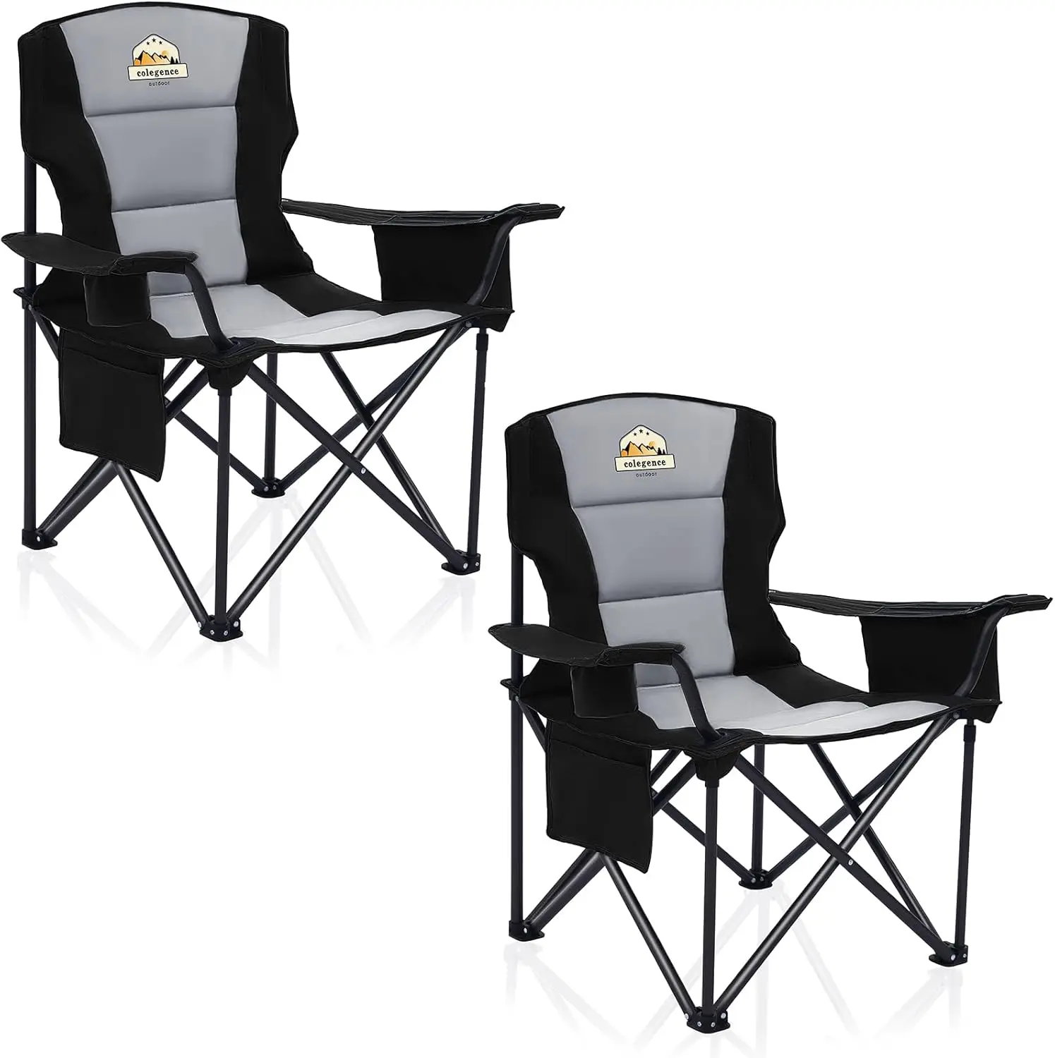 

Camping Outdoor Heavy Duty Chair Set of 2 Support 450 LBS Carry Bag Included, Heavy People Padded Folding Camp Chairs